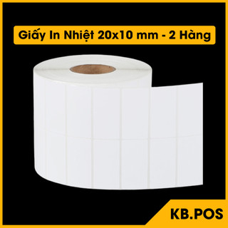 Giấy In Nhiệt 2 Tem 20x10 mm (Cuộn 25 Mét)