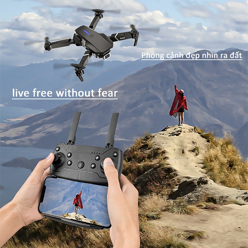 Flycam E88 Pro E99 2 Camera Tặng Kèm Pin Dự Phòng Drone Mini 4K Camera Máy Bay điều Khiển Từ xa Cho Người Mới Tập Chơi | BigBuy360 - bigbuy360.vn