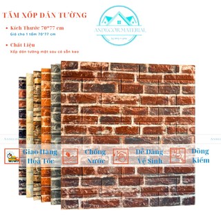 XỐP DÁN TƯỜNG GỈA GẠCH CỔ 70x77 CM, MẶT SAU CÓ SẴN KEO