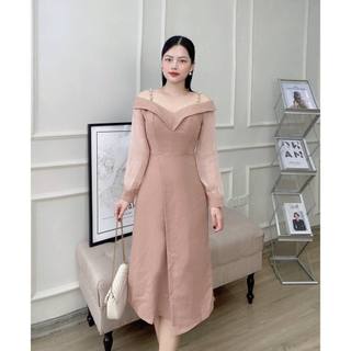 Đầm liền trễ vai nhẹ nhàng tiểu thư