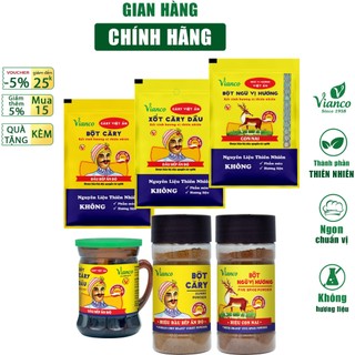 Gia vị nấu Cà ri, Ngũ Vị Hương Vianco gói 10g & 50g ướp thịt thơm ngon gia vị nêm sẵn chuẩn vị