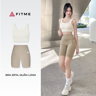 Bộ đồ tập gym Fitme áo bra thể thao nữ Zeta Ivory, quần legging lửng Sand nâng mông cao cấp