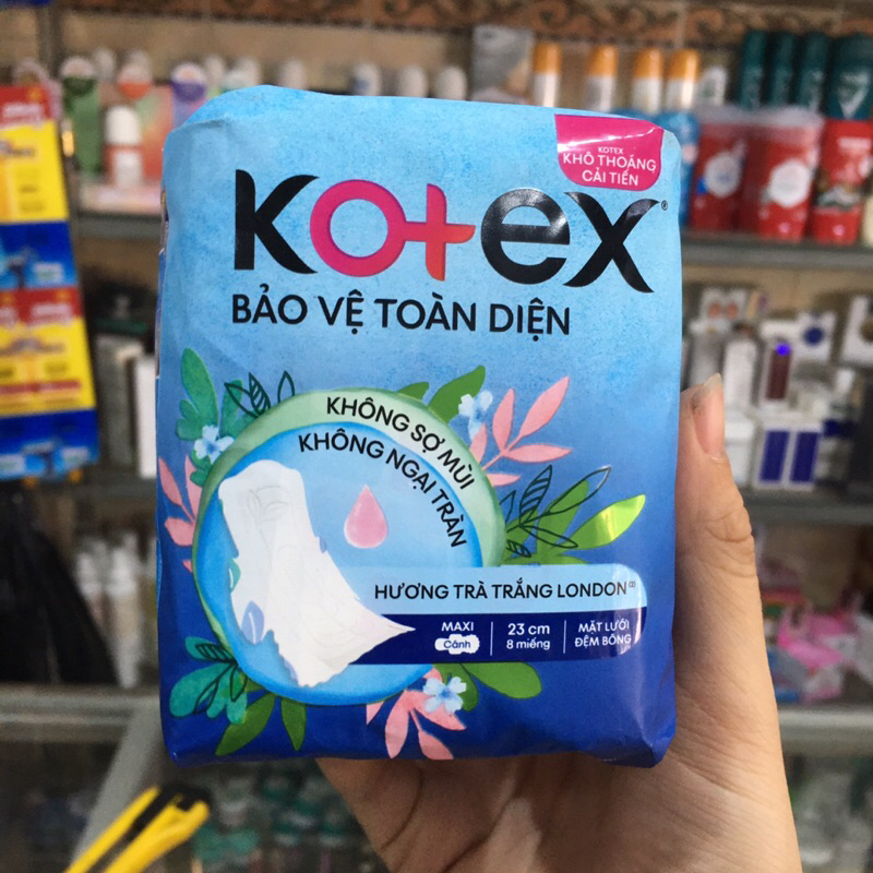 Băng vệ sinh Kotex Maxi khô thoáng - chống tràn - bảo vệ tối ưu - có cánh 8 miếng 23cm