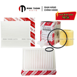 Combo 3 lọc xe toyota camry 2008-2013: lọc gió động cơ 1780128030, lọc gió điều hòa 8713930040, lọc dầu nhớt 04152yzza1
