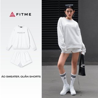 Bộ đồ nỉ lông Fitme sweater và quần đùi form rộng dày dặn màu Melenge Grey