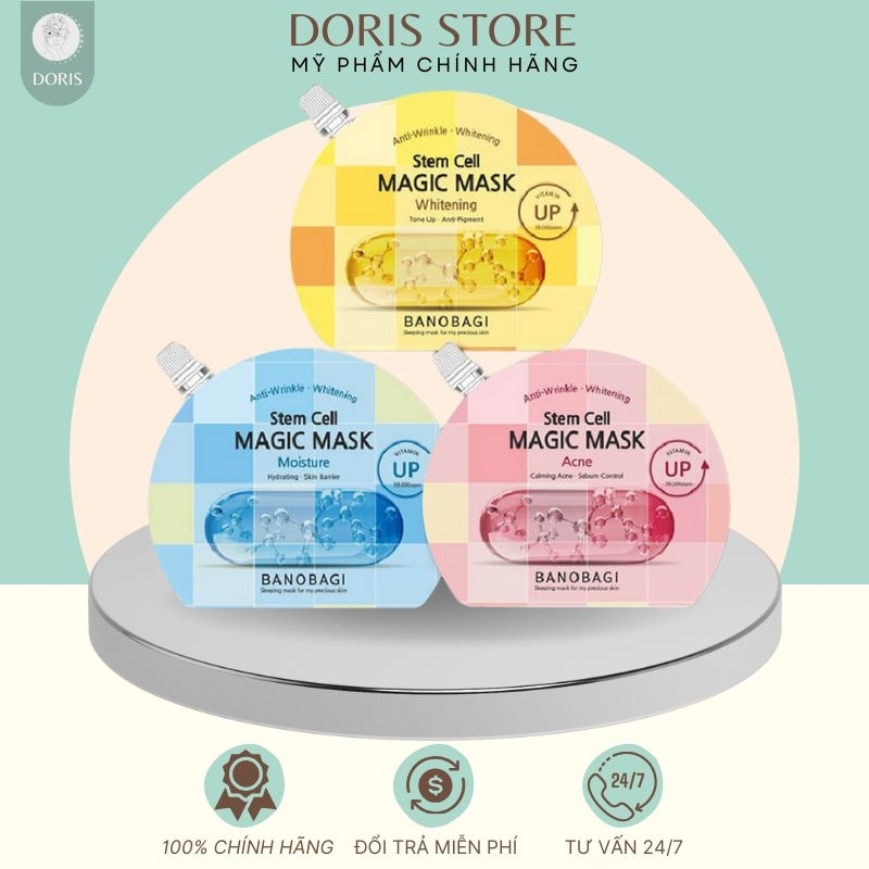 Mặt nạ ngủ dưỡng ẩm, trắng da Banobagi Stem Cell Magic Mask 23ml