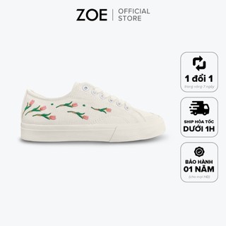 Giày Sneaker Vải Canvas Thêu Hoa Tulip