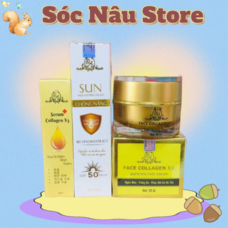 Combo dưỡng da cho face collagen x3 - face x3 + serum collagen x3 + chống nắng - soc nau shop