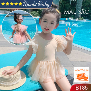 Bộ bơi bé gái một mảnh phong cách công chúa dễ thương, áo tắm liền thân size nhỏ điệu đà, chất thun bơi lạnh mịn | BT85