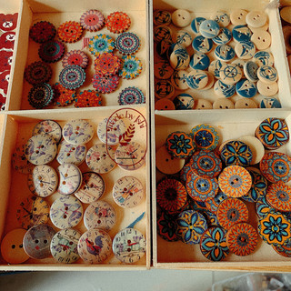 Set 10 nút áo cúc gỗ vintage