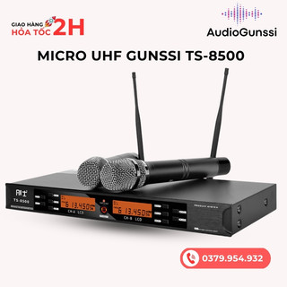 Bộ micro không dây chống hú kèm đầu thu gunssi ts-8500, mic karaoke chính hãng độ nhạy cao lọc âm tốt, tín hiệu ổn định