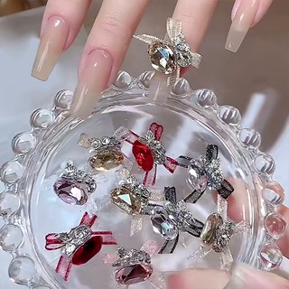 Charm nơ lụa đá gắn móng trang trí móng nail lẻ viên
