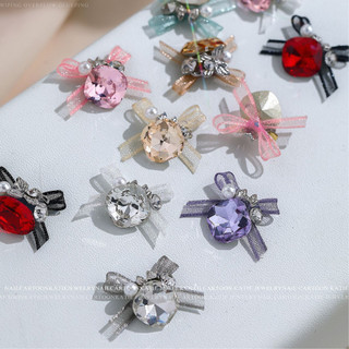 Charm nơ lụa đá gắn móng trang trí móng nail lẻ viên