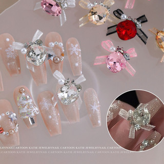 Charm nơ lụa đá gắn móng trang trí móng nail lẻ viên