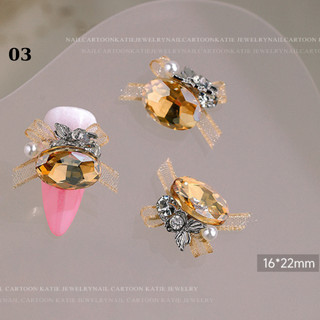 Charm nơ lụa đá gắn móng trang trí móng nail lẻ viên