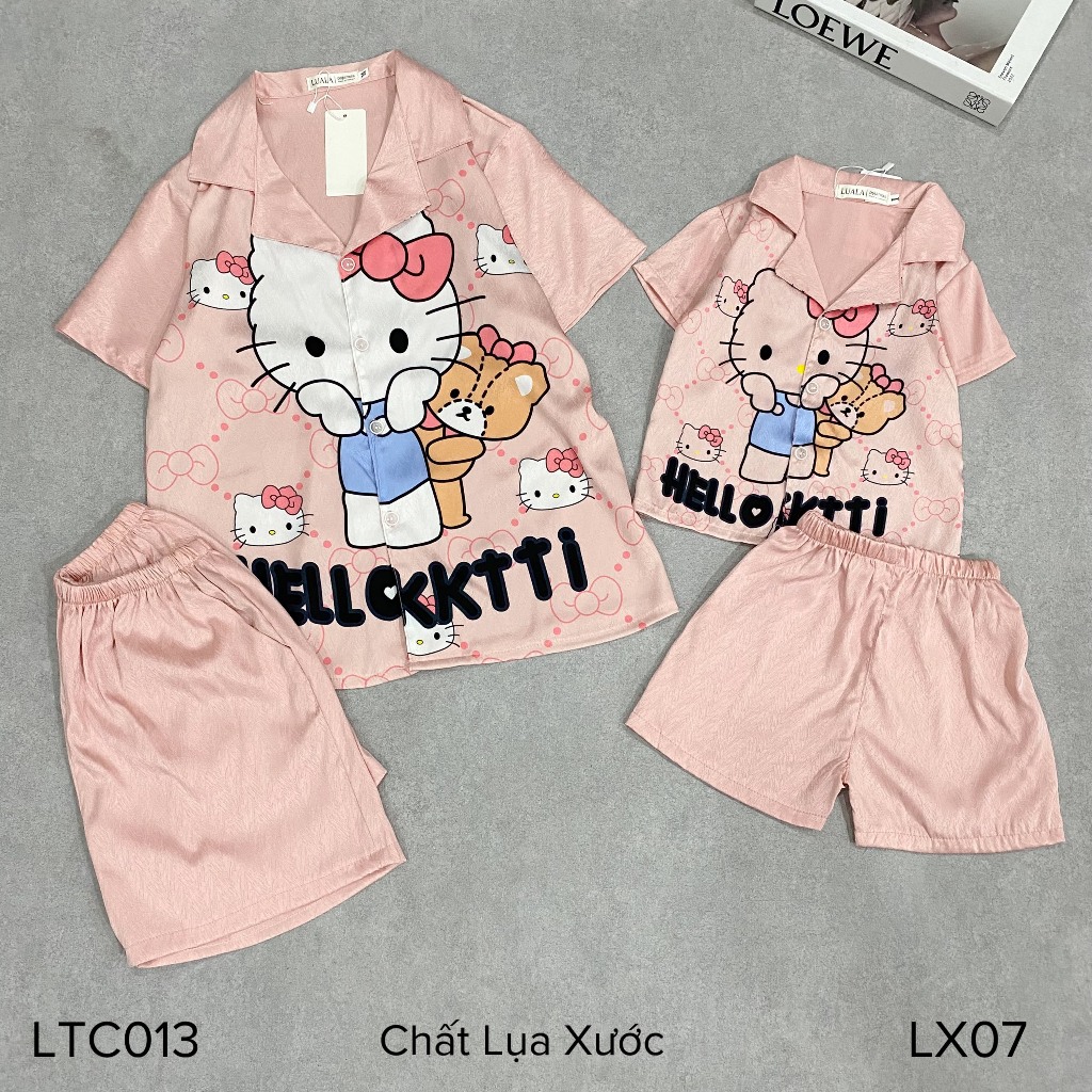 Set bộ pijama mẹ và bé ( từ 8-65kg) chất lụa xước CỘC ĐÙI