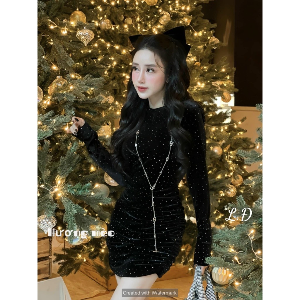 Đầm Body Nữ Chất Nhung Xịn Dáng Ngắn Ôm Quyến Rũ Đính Đá Lấp Lánh Siêu Sang Chảnh Cho Nàng Thơ Medolin 771 HM