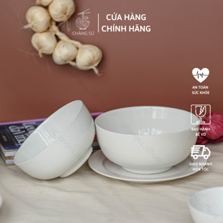 Bát ô tô sứ đựng canh kiểu Hàn - Tô sứ đẹp ăn mì phở dáng khum bầu dày dặn - Vỡ 1 đổi 1 - HC TH