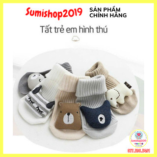 Tất vớ len cổ cao chống trơn trượt hình thú 3D cho bé từ 0-3 tuổi