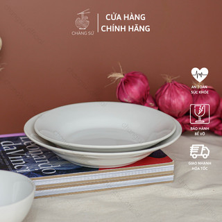 Dĩa sứ tròn sâu lòng trắng trơn - Đĩa sâu decor đồ ăn tiện lợi - HC
