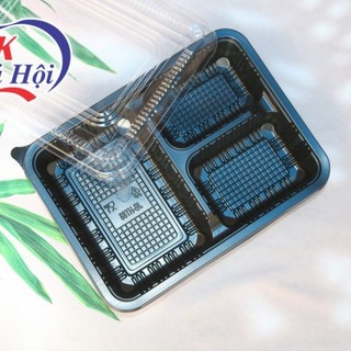 Hộp nhựa 3 ngăn đựng cơm 100 bộ