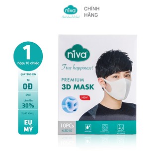 [Combo 3 Hộp] Khẩu Trang 3D Người Lớn Niva Hộp 10 Cái Cấu Trúc 3 Lớp Ngăn Bụi Mịn Kháng Khuẩn Hàng Chính Hãng Cao Cấp