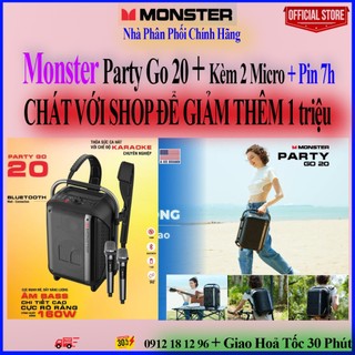 Loa monster party go 20 , chính hãng - tặng kèm 2 micro