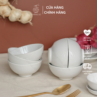 Bộ bát ăn cơm 6 chén cơm sứ trắng sạch không bám mùi - HC 011