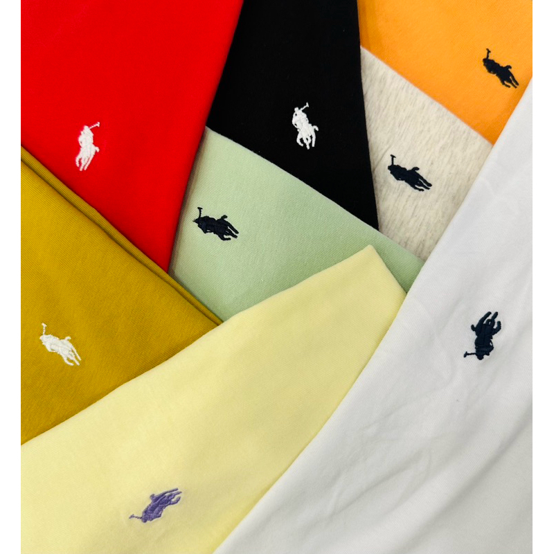 Áo thun trơn basic cổ tròn thêu logo ngựa nhiều màu vnxk