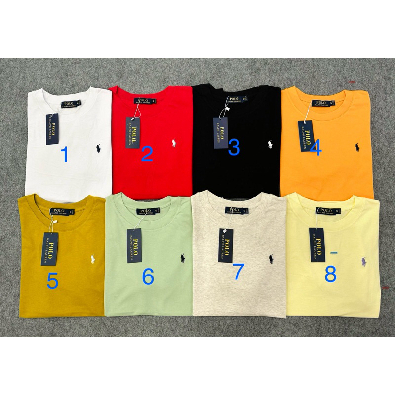 Áo thun trơn basic cổ tròn thêu logo ngựa nhiều màu vnxk