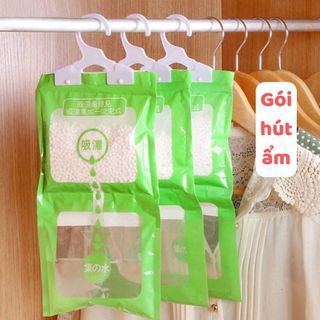 Gói hút ẩm tủ quần áo có móc treo tiện lợi, túi hút ẩm 2 ngăn chống ẩm mốc phòng ngủ, phòng bếp - min house