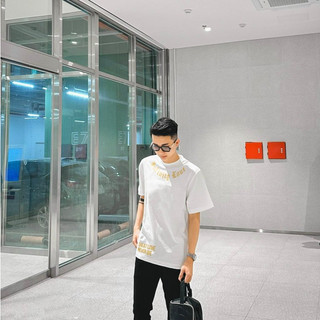 Áo phông nam đôn chề level in chữ vàng great love vạt áo siêu đẹp - áo thun nam nữ đôn chề cao cấp