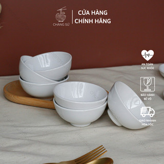 Bộ bát chấm 6 chén đựng gia vị nhỏ xinh - Chén bát nước mắm sứ trắng Hảo Cảnh - HC B03B6
