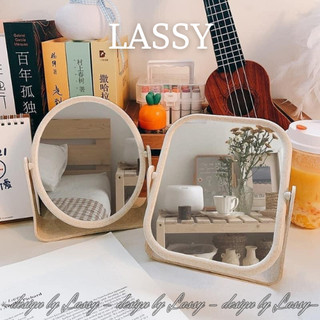 Gương để bàn lúa mạch LASSY Gương lúa mạch trang điểm cao cấp xoay 360 độ