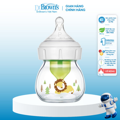 Bình sữa thuỷ tinh Dr Brown's "Option Plus" cổ rộng 60ml  - Mã hàng WB21600-CH - Lion Deco
