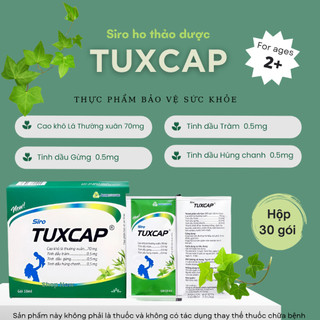 Siro ho thảo dược Tuxcap chứa Cao khô lá Thường xuân,tinh dầu Tràm,Gừng,Húng chanh-Giúp giảm ho, giảm đờm, giảm đau họng