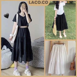 Chân váy voan tơ mềm 2 lớp ulzzang dáng dài msp laco168