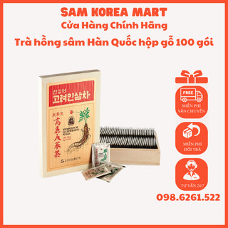 Trà hồng sâm Hàn Quốc hộp gỗ 100 gói - Phục hồi sức khỏe, tăng cường hệ miễn dịch