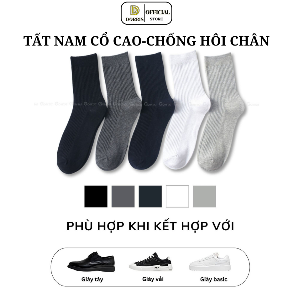 Tất Nam Cao Cổ Công Sở Đi Giày Tây, Vớ Nam Dài Dày Dặn Gân Sọc Sang Trọng Phong Cách Công Sở.