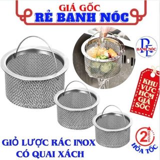 Lưới Lọc Rác Bồn Rửa Chén Thông Minh Có Quai Thép không gỉ - Dụng Cụ Lọc Rá, Ngăn Cặn Thức Ăn Thừa Chống Tắc Nghẽn Cống