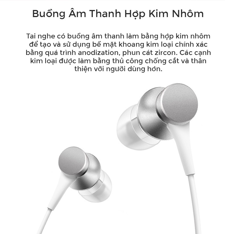 Tai nghe nhét tai Xiaomi Piston jack 3.5mm, âm thanh chân thực, nhựa TPE cao cấp, có mic đàm thoại