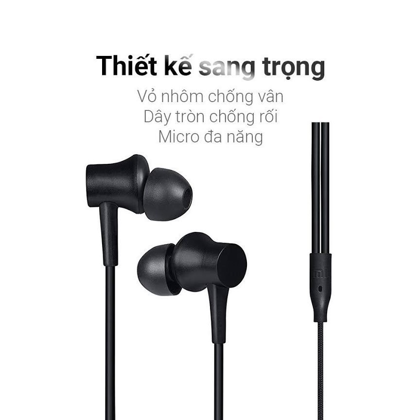 Tai nghe nhét tai Xiaomi Piston jack 3.5mm, âm thanh chân thực, nhựa TPE cao cấp, có mic đàm thoại
