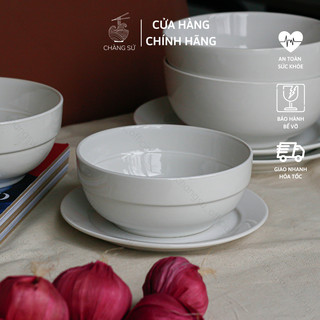 Tô sứ ăn phở có ngấn dày dặn - Bát đựng canh to có viền ăn mì tiện lợi - HC