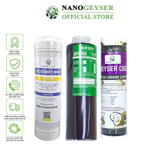 Bộ lõi 3 lọc dùng cho máy geyser eco 3, geyser eco 6, geyser ecotar, lõi ecosoft max , aragon, cbc nano geyser