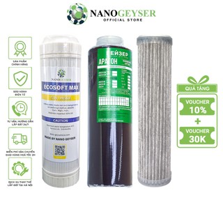 Bộ 3 lõi lọc dùng cho máy Geyser Eco 4, Geyser Eco 8, Geyser Ecotar, Lõi Ecosoft Max, Aragon, Disruptor Nano Geyser