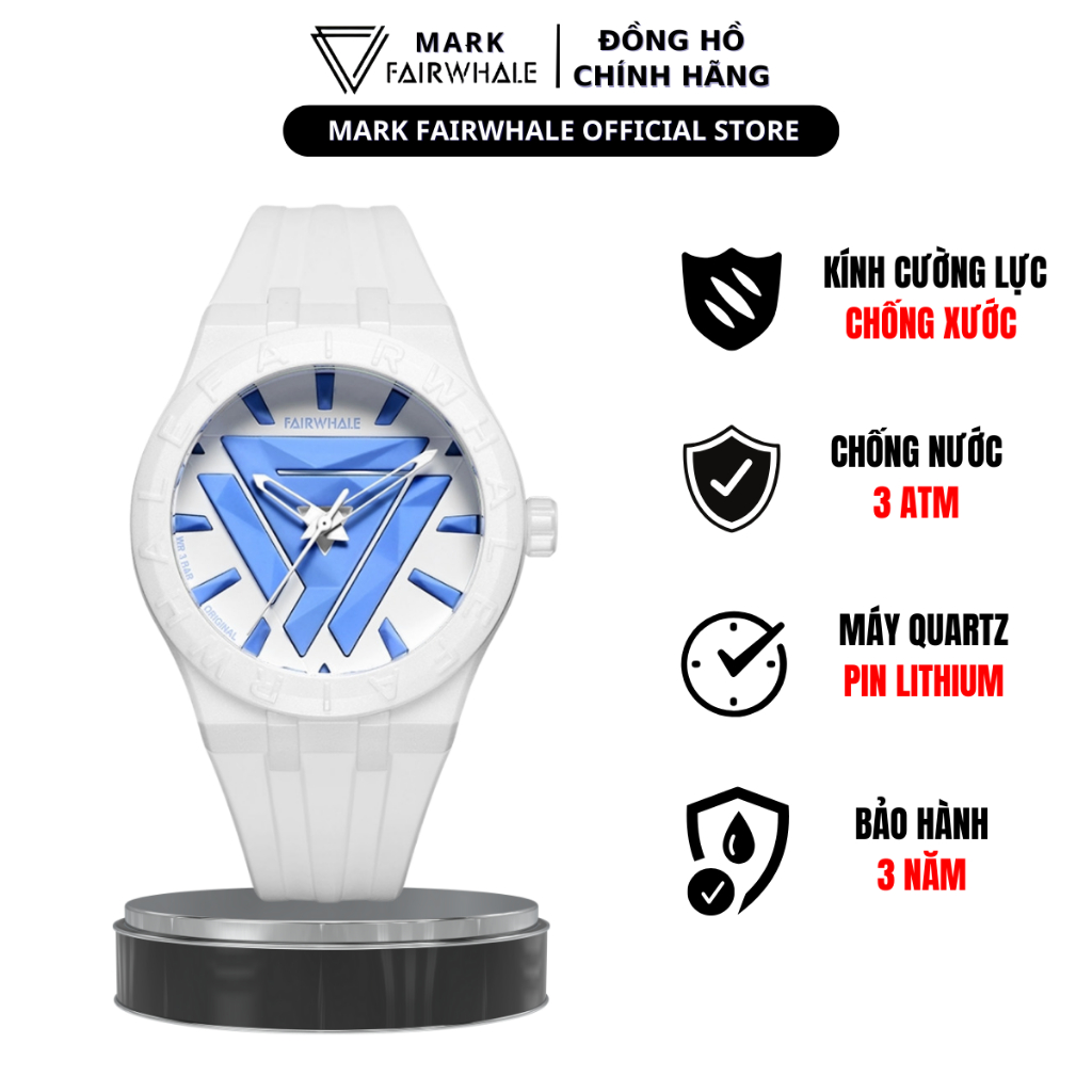 Đồng Hồ Unisex Thể Thao Chính Hãng Mark Fairwhale FW008 Size 42mm Dây Đeo Silicone Chống Nước 30m Thời Trang Thanh Lịch