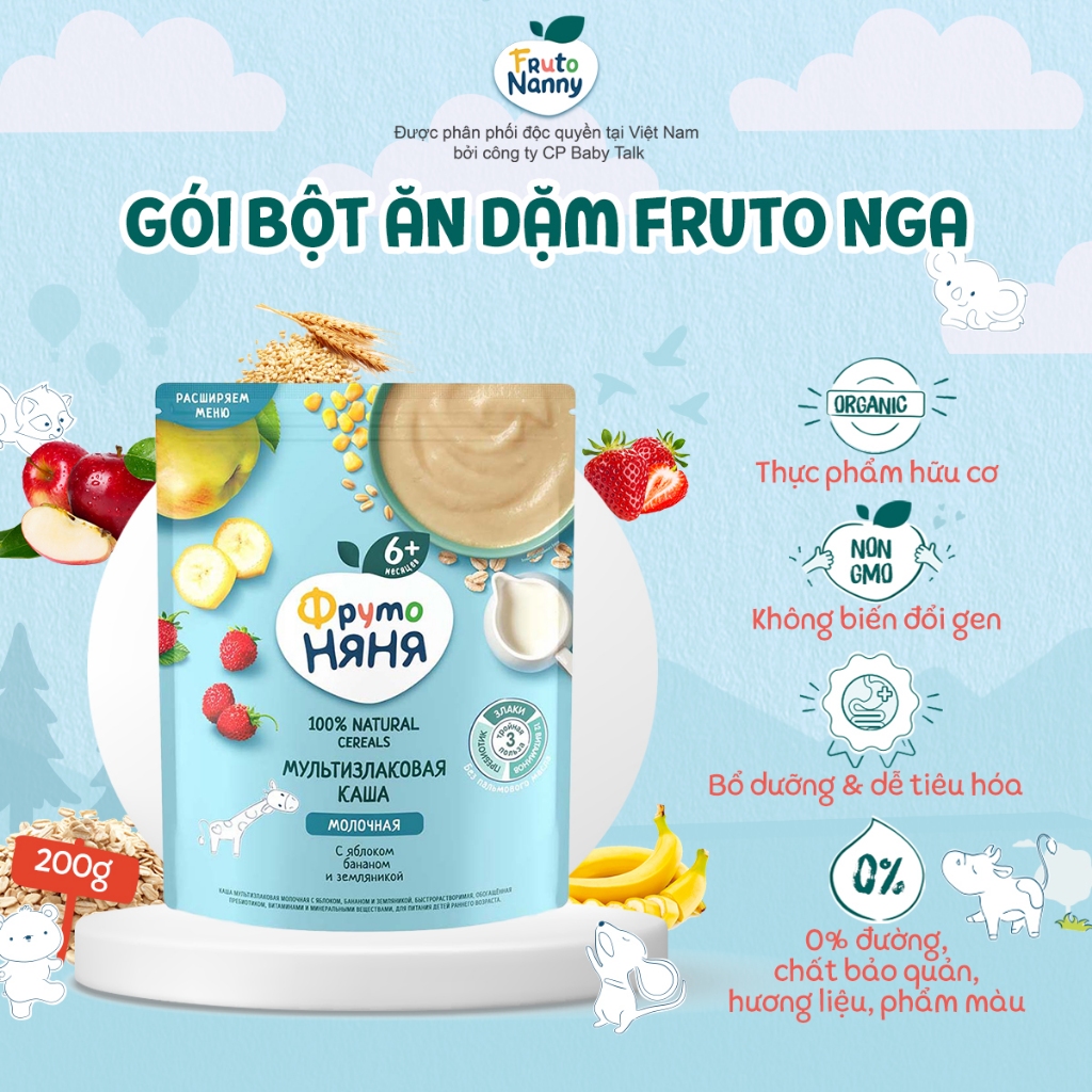 GÓI Bột Ăn Dặm Fruto Nga - Ngon Bổ Dưỡng, Không GMO - FRUTONANNY 120G