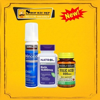 Combo { MẪU MỚI } Dạng Bọt KIRKLAND - Biotin & Folic Không Dị Ứng