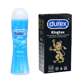 Bộ 1 hộp bao cao su Durex Kingtex ôm sát size 49mm, 12 bao hộp và 1 chai