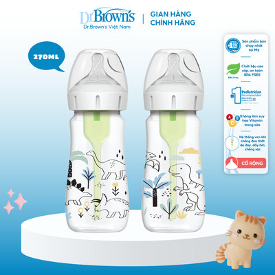 Bình sữa Dr.Brown’ cổ rộng Deco 150ml và 270ml nhựa PP Options Plus